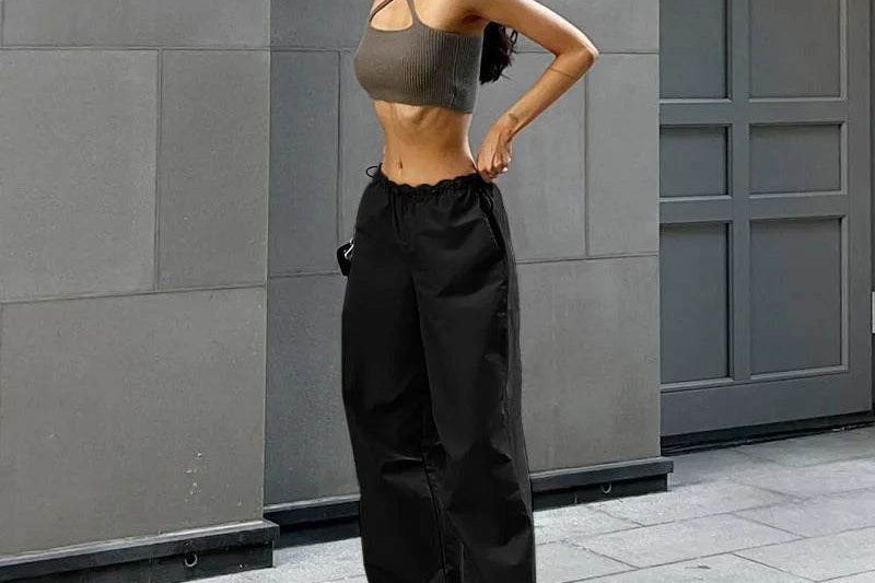 Pantalon parachute noir